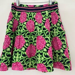 EUC Lilly Pulitzer Navy Private Property silk blend skirt 6